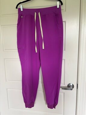 Magenta Drawstring Jogger Pants with Side Pocket